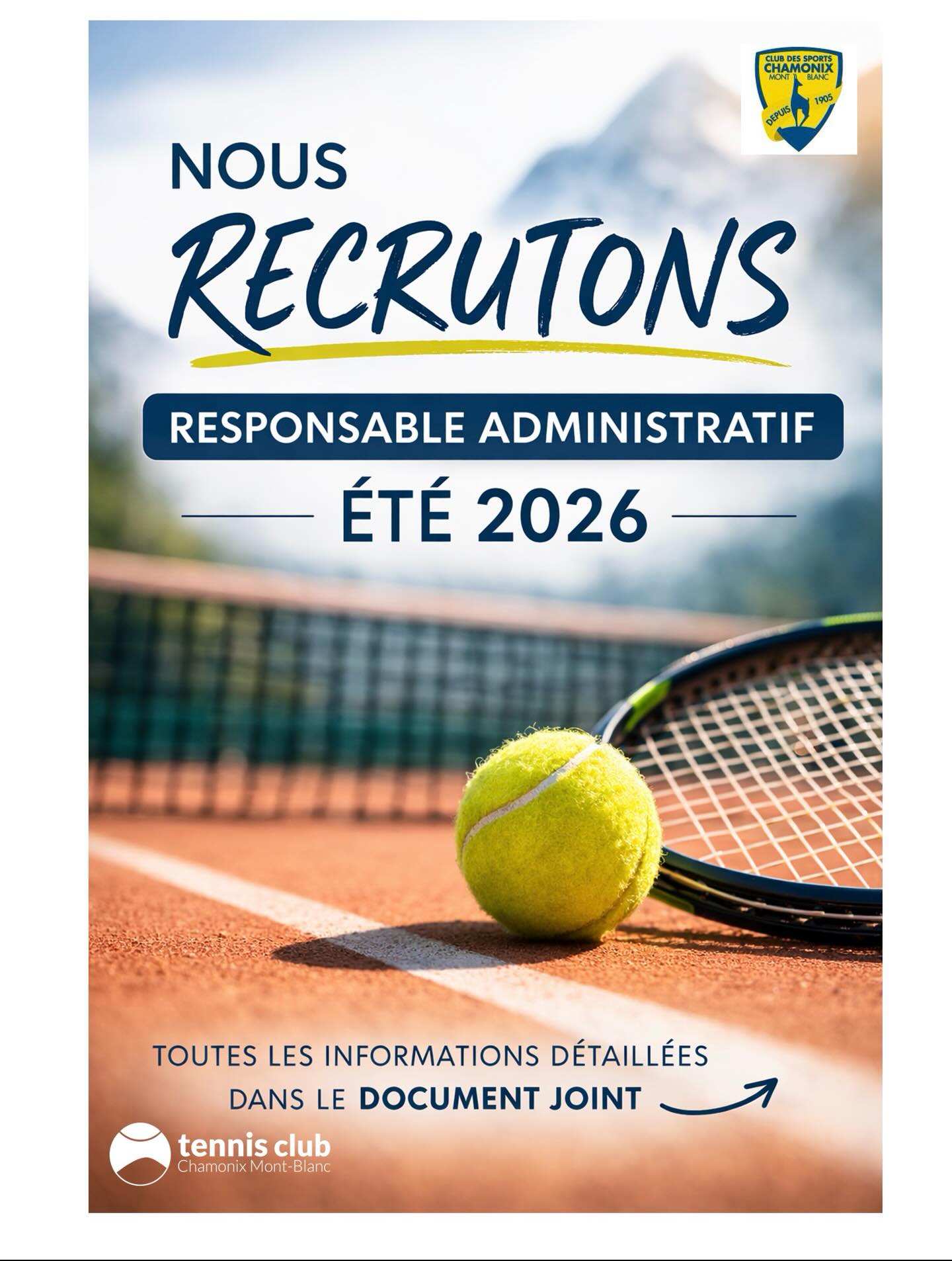 OFFRE D'EMPLOI TENNIS